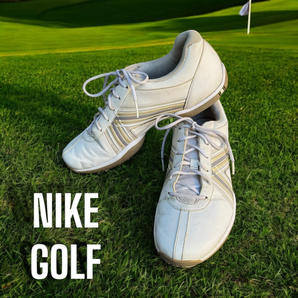 NIKE Women’s Delight White Gray Gold Golf Shoes Size 8.5